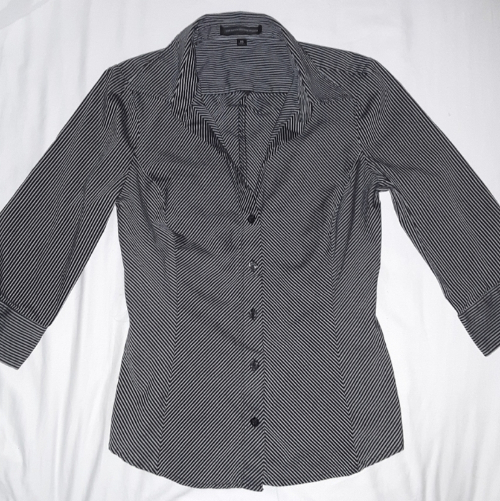 Express Gray Striped Dress Shirt XS